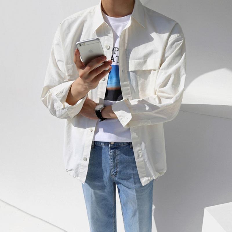 Long-sleeved Shirt for Men In Spring and Autumn Korean Style Loose Casual Jacket with Work Shirt Inside