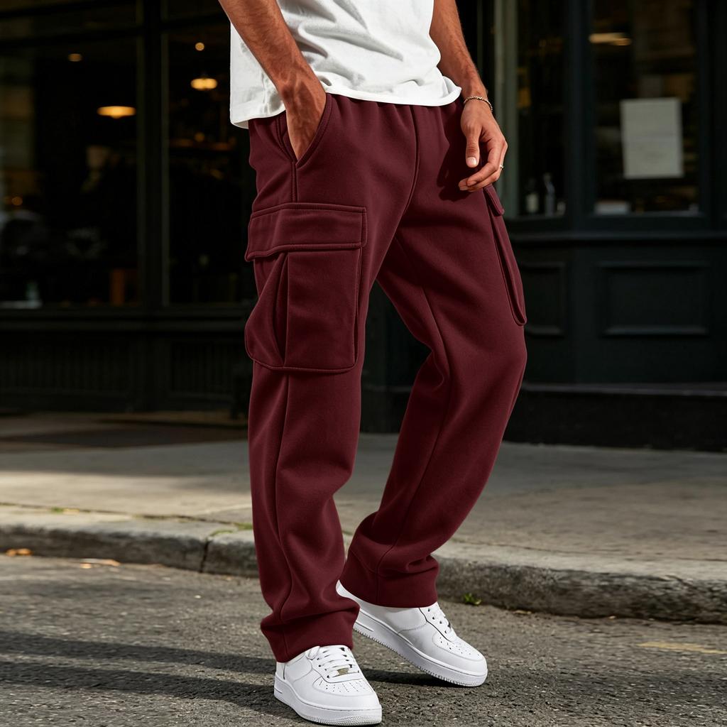 Herren-Jogginghose mit 4 Taschen, elastischer Bund mit Kordelzug, gerade Beine, Trainingshose