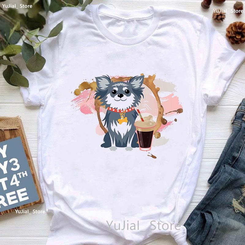 Kawaii Alpaca With Flowers And Coffee Print T Shirt Girls Summer Short Sleeve Tshirt Femme Fashion Tops Tee Shirt Female