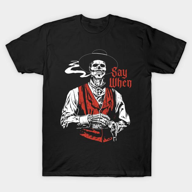 

Men Black Print T-shirt Say When Skeleton Western No-Cut Transfer Paper Print Cotton Tshirt M чорний