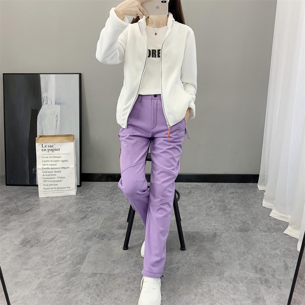 Outdoor Windproof Waterproof Thickened Ski Hiking Softshell Fleece Pants for Men and Women - Autumn Winter