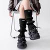 Metal Standard Gray Knitted Socks Cover Women'S Autumn And Winter Design Sense Flanging Thickened Warm Babes Long Tube Stacking Calf Cover