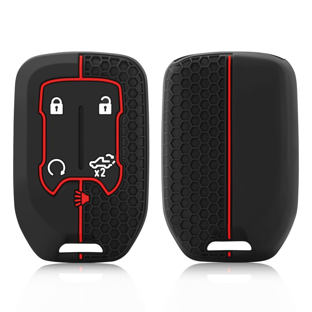 Silikon-Autoschlüsselabdeckung, Schlüsselanhänger für Chevrolet Suburban Silverado GMC Terrain Yukon Tahoe Sierra Smart Autozubehör Schlüsselanhänger