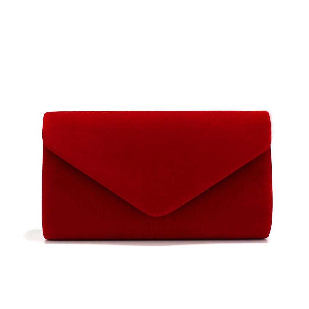 Red Color Women Evening Bags Cover Envelope Design Party Wedding Girl Handbags With Chan Shoulder Clutch Velvet Fashion Purse
