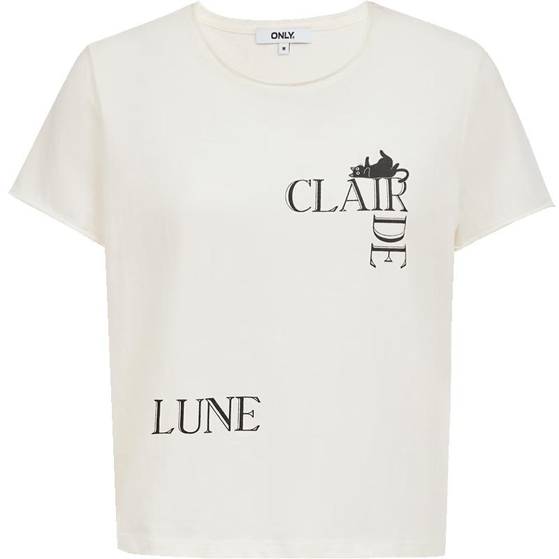ONLY Women s Irregular Letter Kitten Print T-Shirt XS