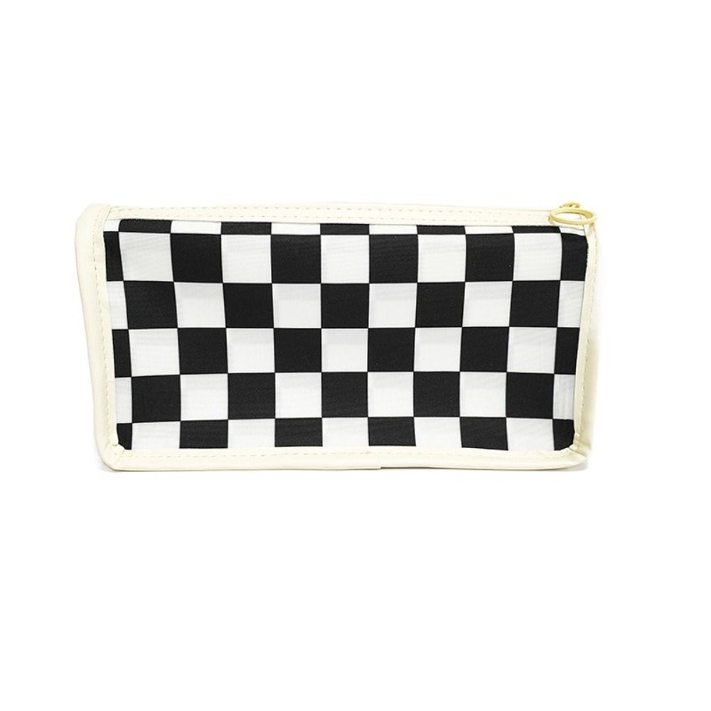 Waterproof Checkerboard Pattern Pen Case Transparent Lattice Pencil Bag  Kids Gifts