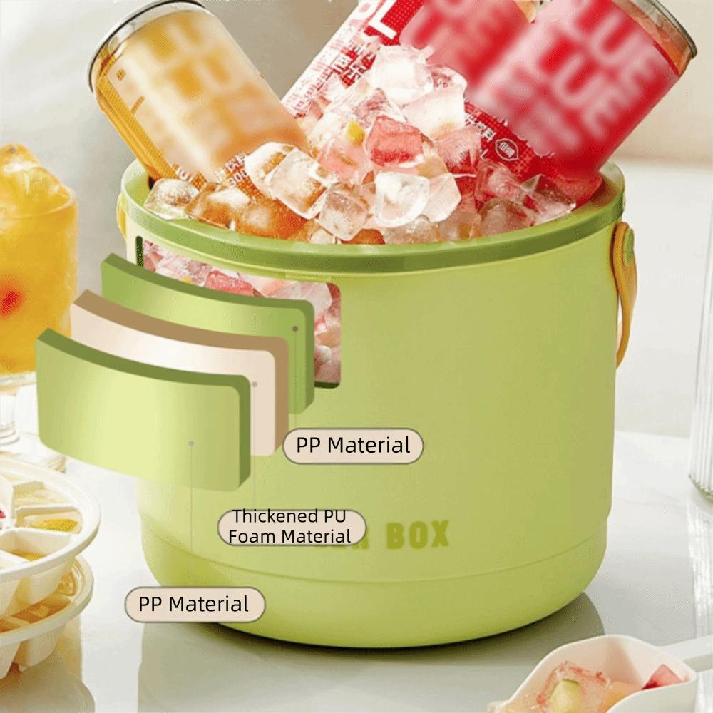 Folding Handle Drink Cooler Bucket With Ice Tray and Shovel Ice Cube Box Party Ice Bucket Outdoor