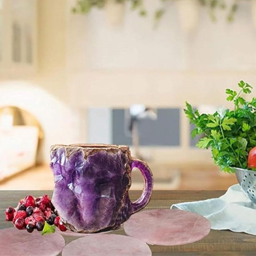 New Natural Resin Mineral Crystal Coffee Cups Colorful Large-Capacity Agate Crystal Cups Household Necessities