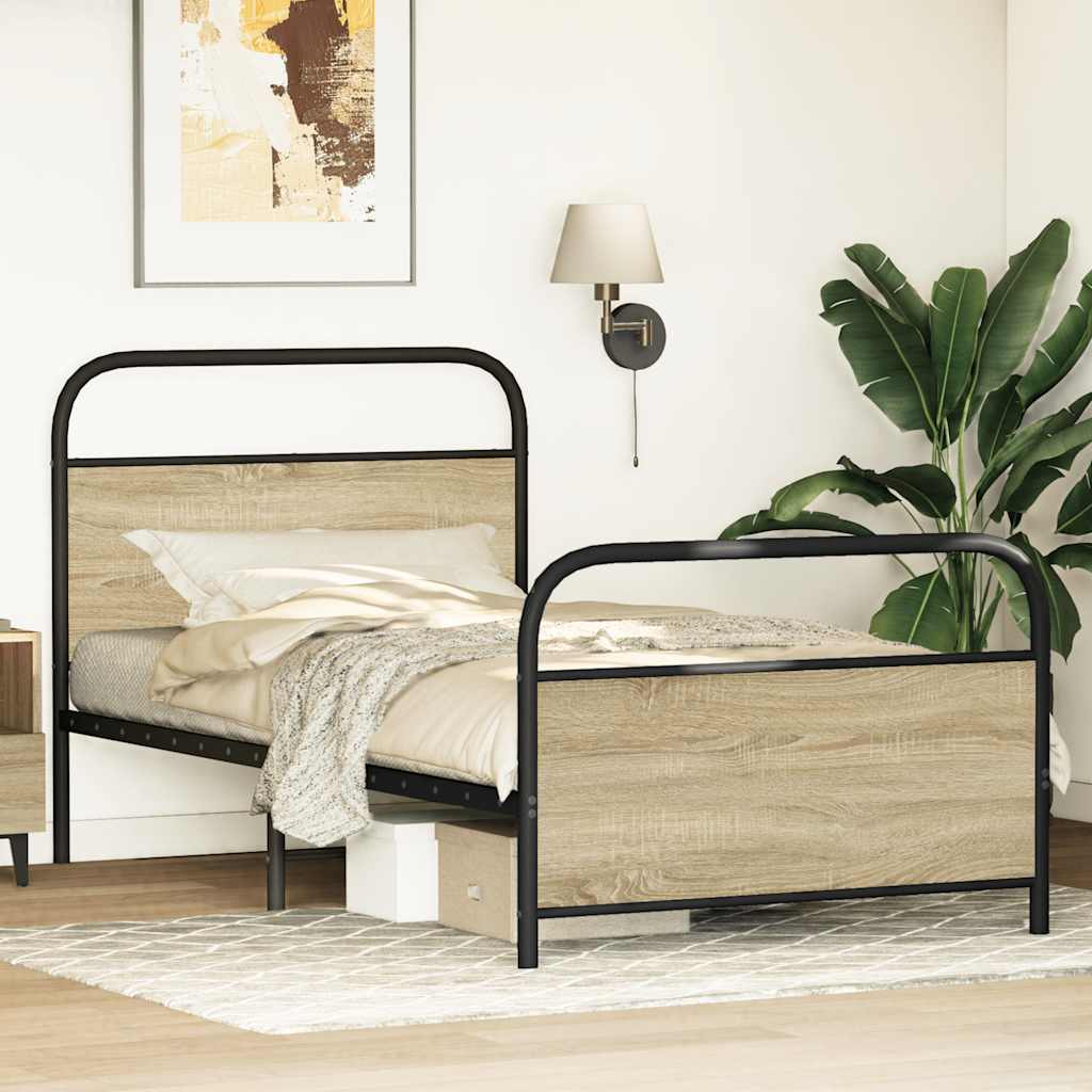 Bed Frame without Mattress 100 x 190 cm Sonoma Oak Wood Based Material