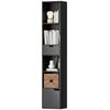 Bookcase, Storage Unit, Drawer, Cupboard, Open Compartments, 30 x 24 x 158 cm, Black