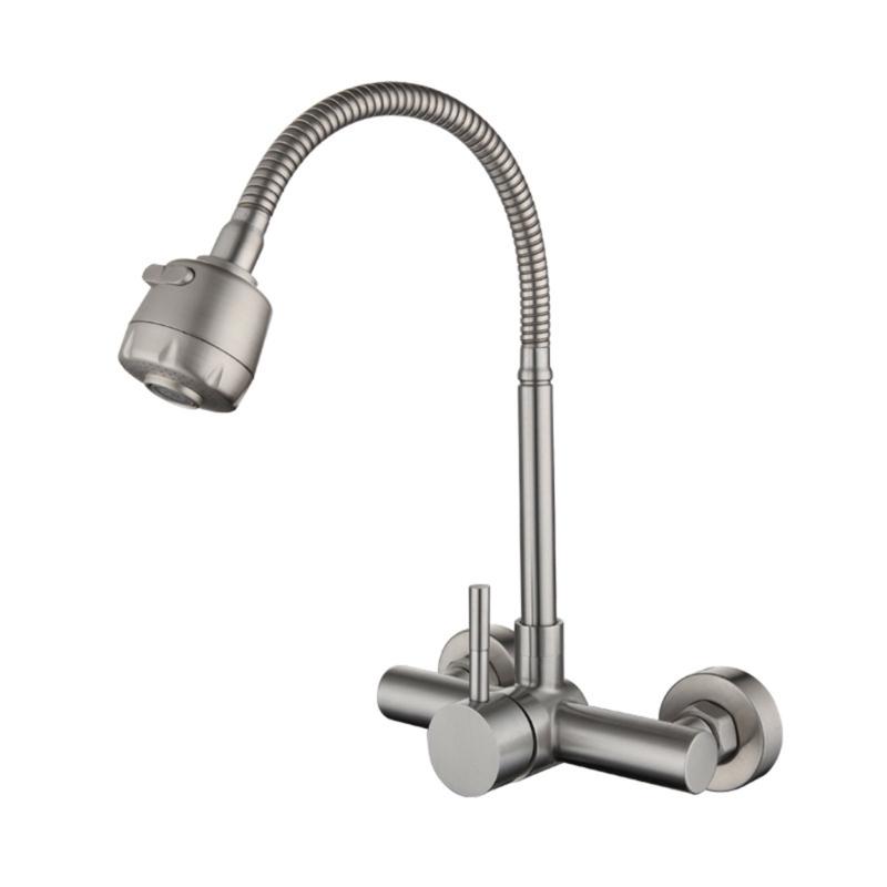 Wall Mounted Kitchen Faucet With Ceramic Cartridges Washbasin Mixing Switches 360 Degree Rotate Sprayers Faucet Enduring
