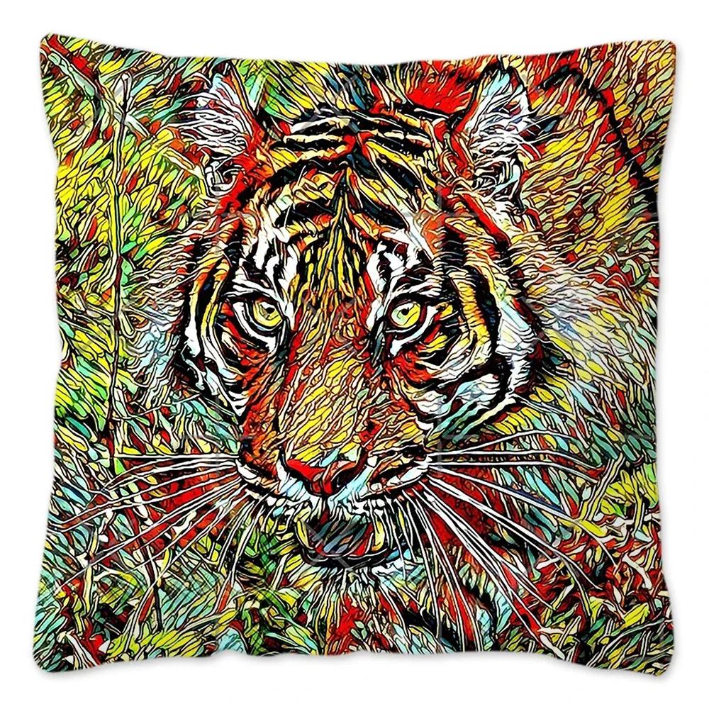 Tiger Head Printed Cushion Cover X Pillows Decorative  Animals Tiger Pillow Cover Home Decor Pillowcase For Couch