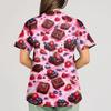Women's Animal Print Loose V-Neck Pocket Short Sleeve  Uniform  Uniform