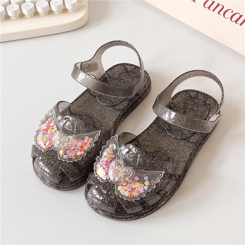 2026 Summer Girls' Breathable Crystal Jelly Sandals: Outdoor Princess Beach Shoes with Soft Sole