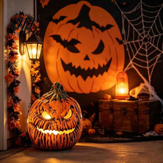 Wearable Pumpkin Mask with Elastic Strap Halloween Head Light Cover Mask, 3D Scary Face Lamp Outdoor Porch Decorations Shade for Garage, Cosplay