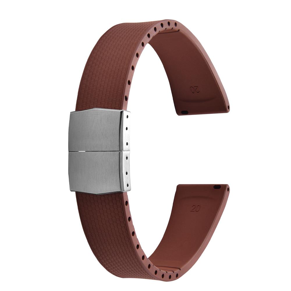 20mm Delugs CTS FKM Gummi Uhrenarmbänder mit 4 Farben Schmetterlingsschließe Einzigartige Textur Schnellverschluss Uhrenarmband für Markenuhr