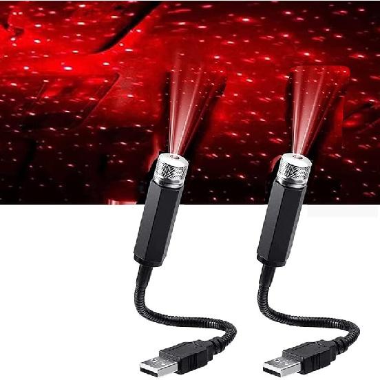 LELEBEAR Мини светодиодная проекционная лампа, 2 USB звездный проектор ночник, регулируемый романтический автомобильный светильник на крышу, Plug and Play (Фиолетовый Синий)