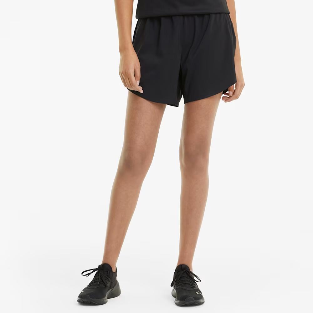 Puma Logo Print Mid-Rise Knit Sports Shorts Women shorts Black 520188-01