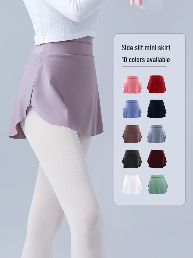 Adult Women's Ballet Dance Practice Slimming Half-Length Skirt with Side Slit