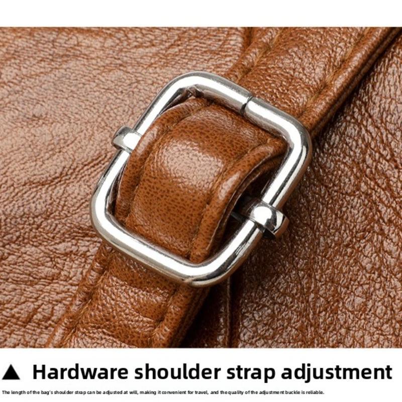Bolsa Transversal em Couro com Cera de Óleo Retrô, com Textura e Sensação Vintage, Design de Aba Simples e Elegante, e Alça de Ombro Ajustável