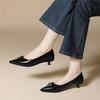 Black Stiletto High Heels Medium Heel Temperament Pointed Single Shoes Women's Niche Bow Exquisite French Women's Shoes