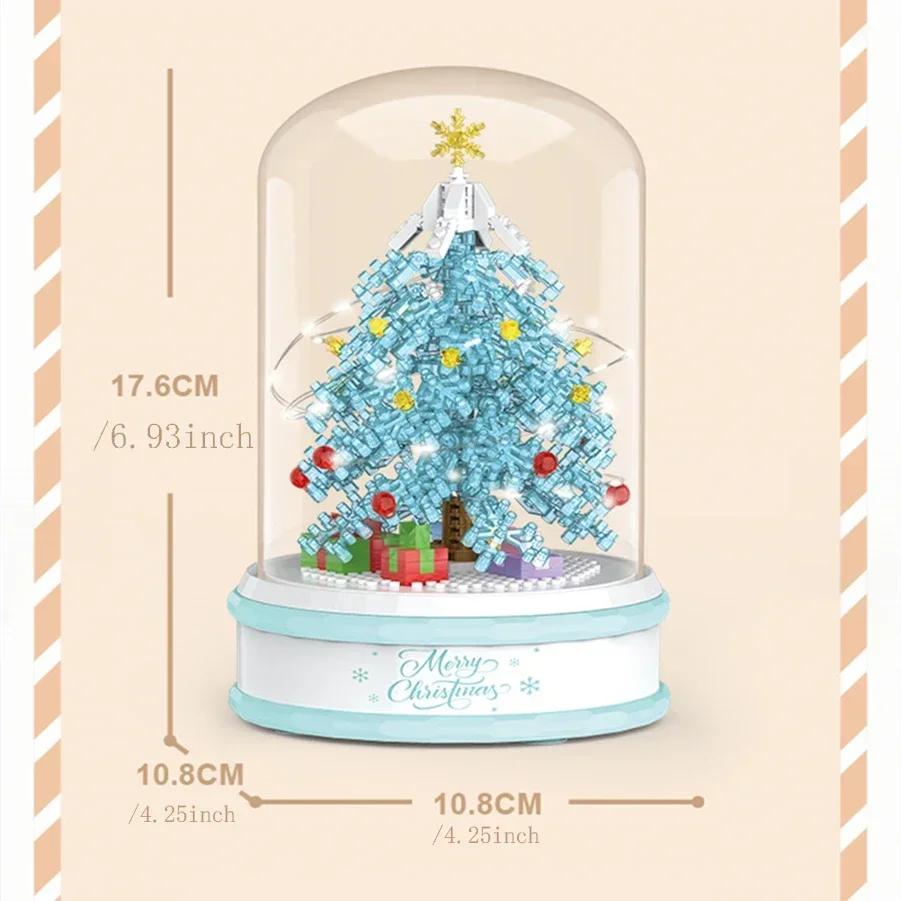 Blocuri Brad de Crăciun Cutie Muzicală Luminoasă Micro Mini Blocuri de Construcție Jucării Asamblate Moș Crăciun Mini Cărămizi DIY Jucării pentru Adult Copil Cadouri