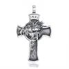 Crown of Thorns Jesus for Cross Necklace Stainless Steel Religious Gift for Men
