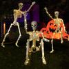 Poseable Full Body Human Skeleton Decors Haunting Halloween Party Skeleton with LED Green Lights for Scary Atmosphere