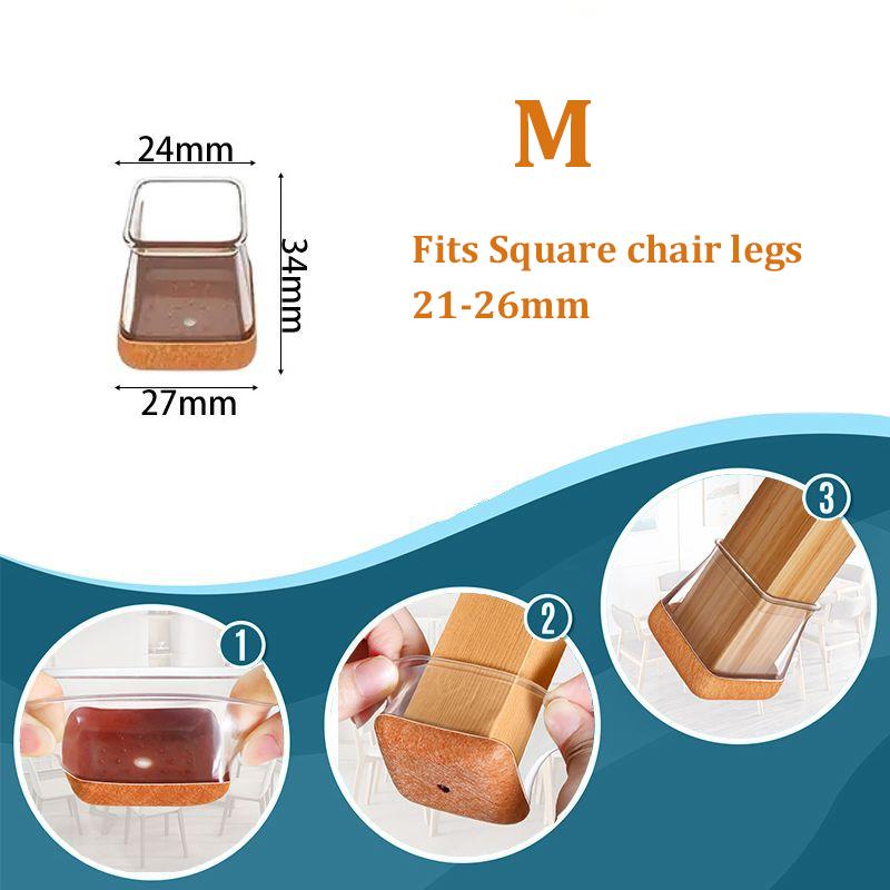 24 Pcs Chair Leg Floor Protectors Square,Silicone Chair Leg Protectors Caps Covers for Hardwood Floors,Furniture Pads Sliders with Wrapped Felt Bottom