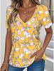 3D Printed Short Sleeve Floral Retro Printed Women's V-Neck Pullover T-Shirt Summer Loose Women's Casual Short Sleeve Top
