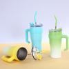 New Gradual Change Color Big Mac Stainless Steel Thermos Cup High Value Large Capacity Accompanying Ice Cup with Handle  Cup