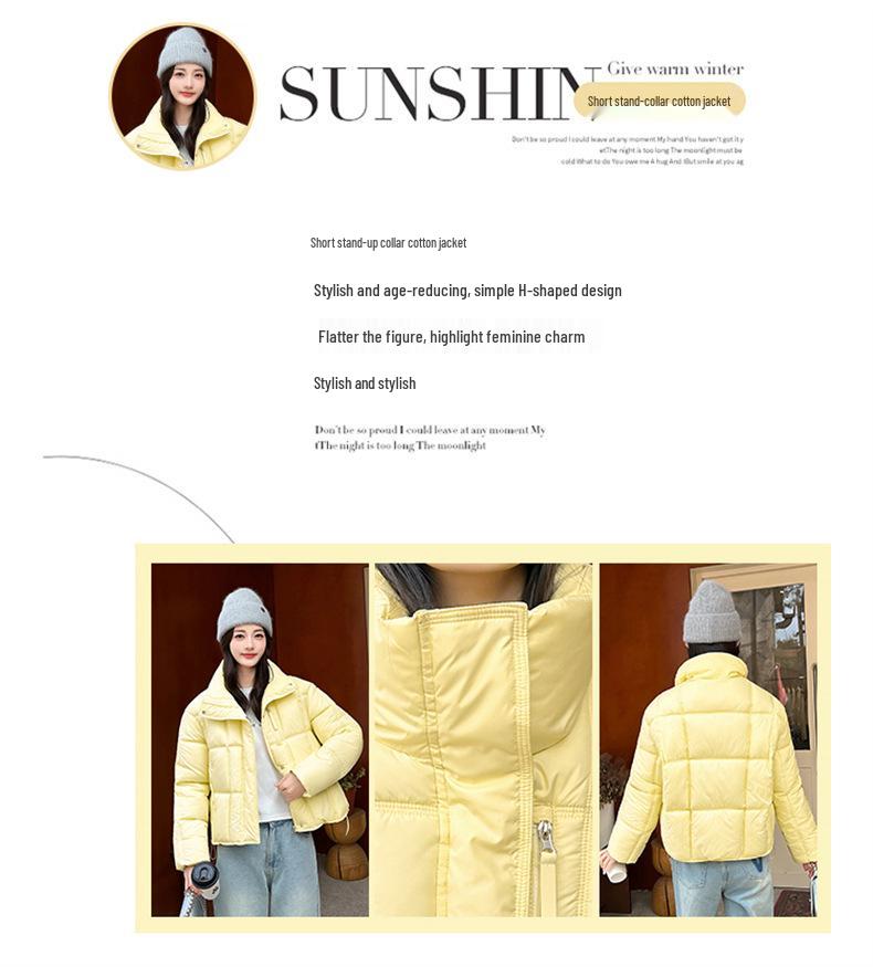 Korean Style Winter Cotton Puffer Jacket for Women - 2026 Collection, Loose Fit, Thickened, Stand Collar, Warm Outerwear.
