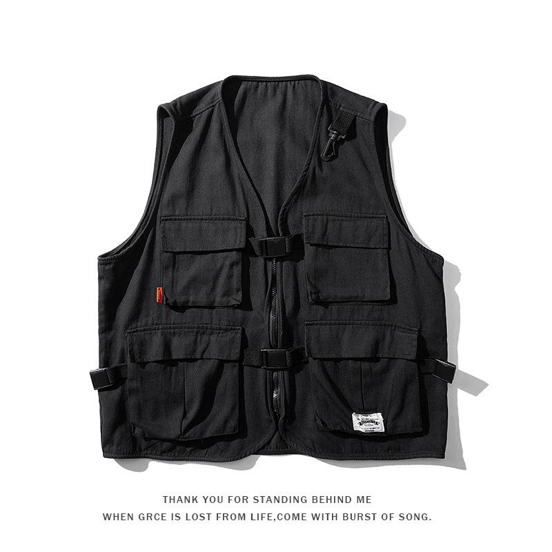 Nova primavera e outono colete masculino moda casual solto colete de trabalho masculino roupas de pesca