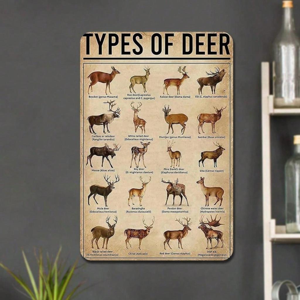 Rustic Vintage Deer Metal Wall Art 20x30 Inch Retro Iron Painting for Living Room Bedroom Decor