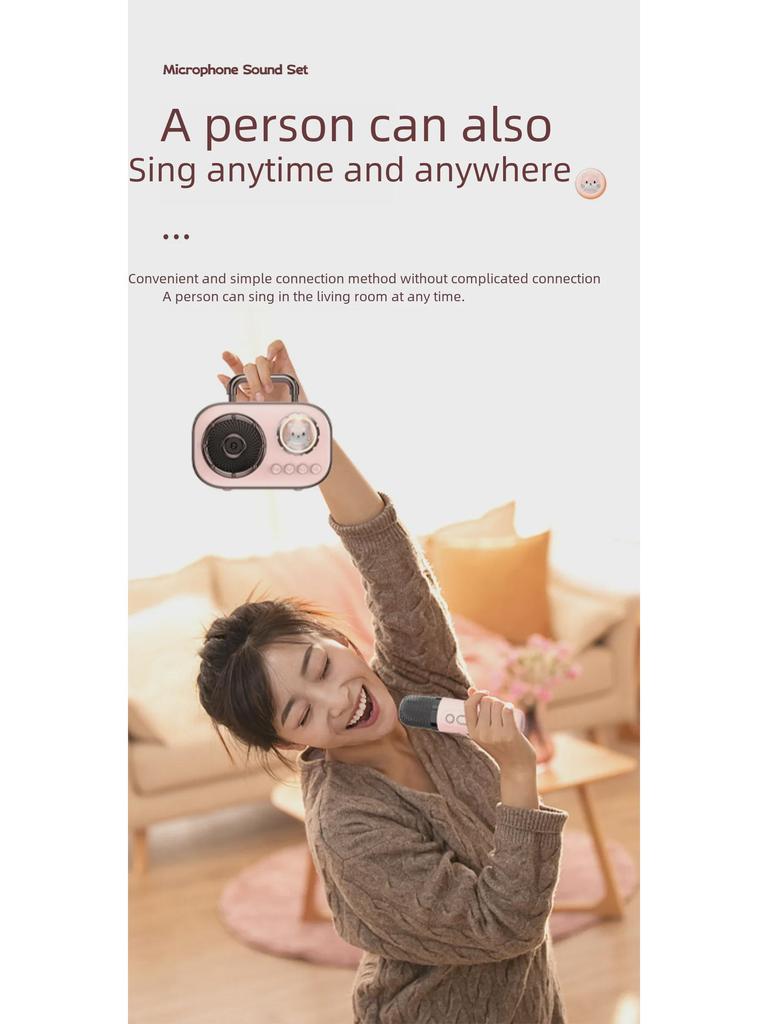 Portable Bluetooth Karaoke Speaker with Dual Microphones for Indoor and Outdoor Use