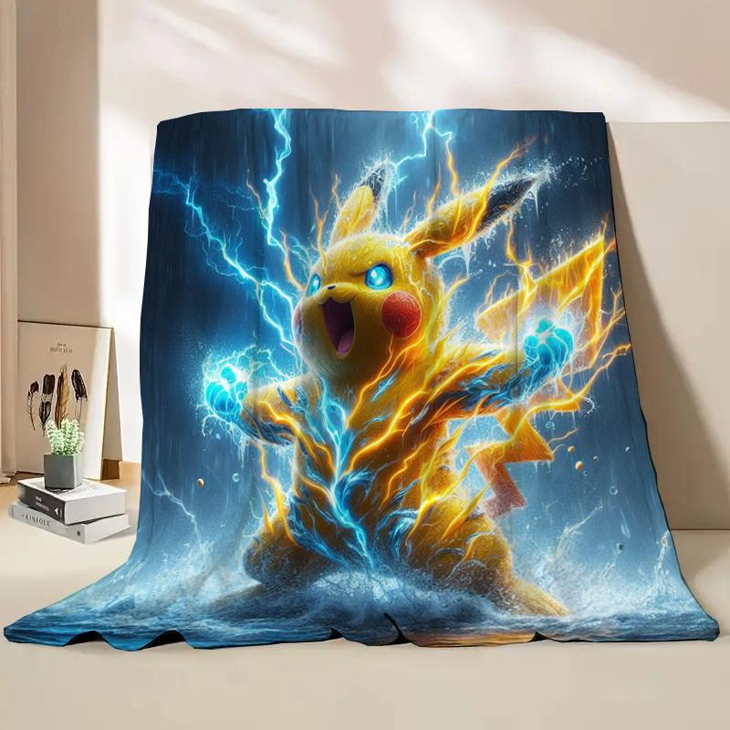 Anime Pokemon Flannel Fluffy Soft Blanket Pikachu Home Sofa Lunch Break,Throw Blanket For Kids Student Bed Blanket Nap Cover