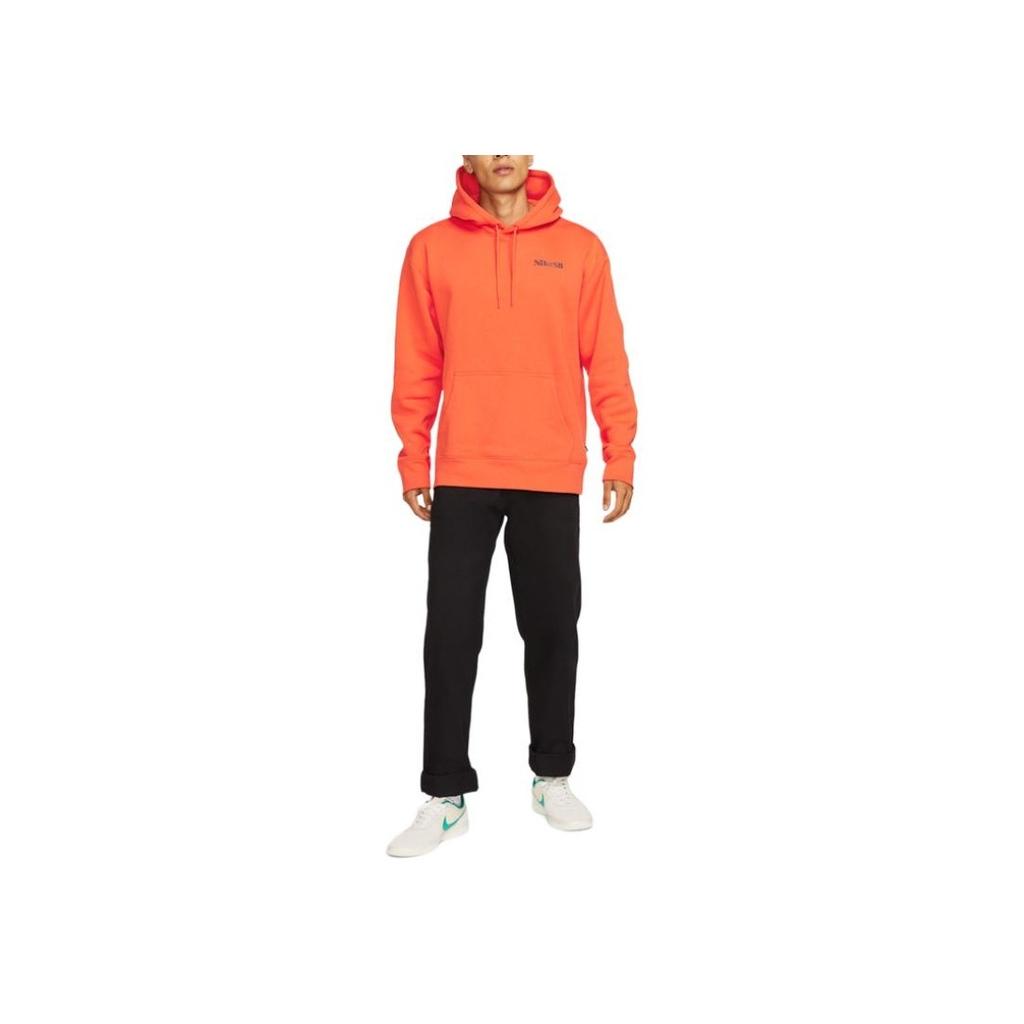 Nike Solid Color Logo Pullover Hoodie Long Sleeve Men Tops Electrolime-Orange DA4256-800