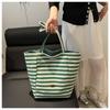Letter Stripe Canvas Bag Striped Tote Bag Simple Handbag  Girls