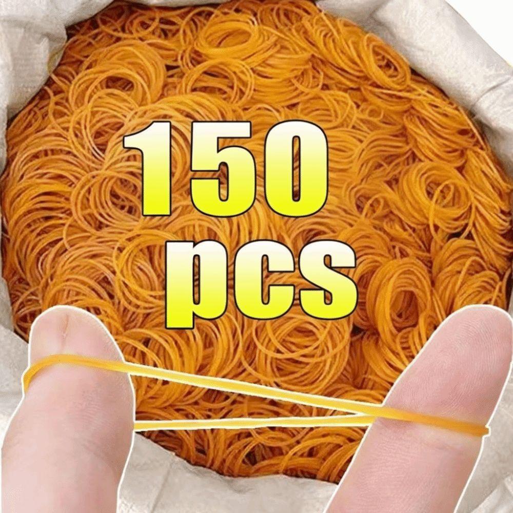 150Pcs Elasticity Fasteners Rubber Bands Yellow Elastic Stretchable Bands Packaging Goods