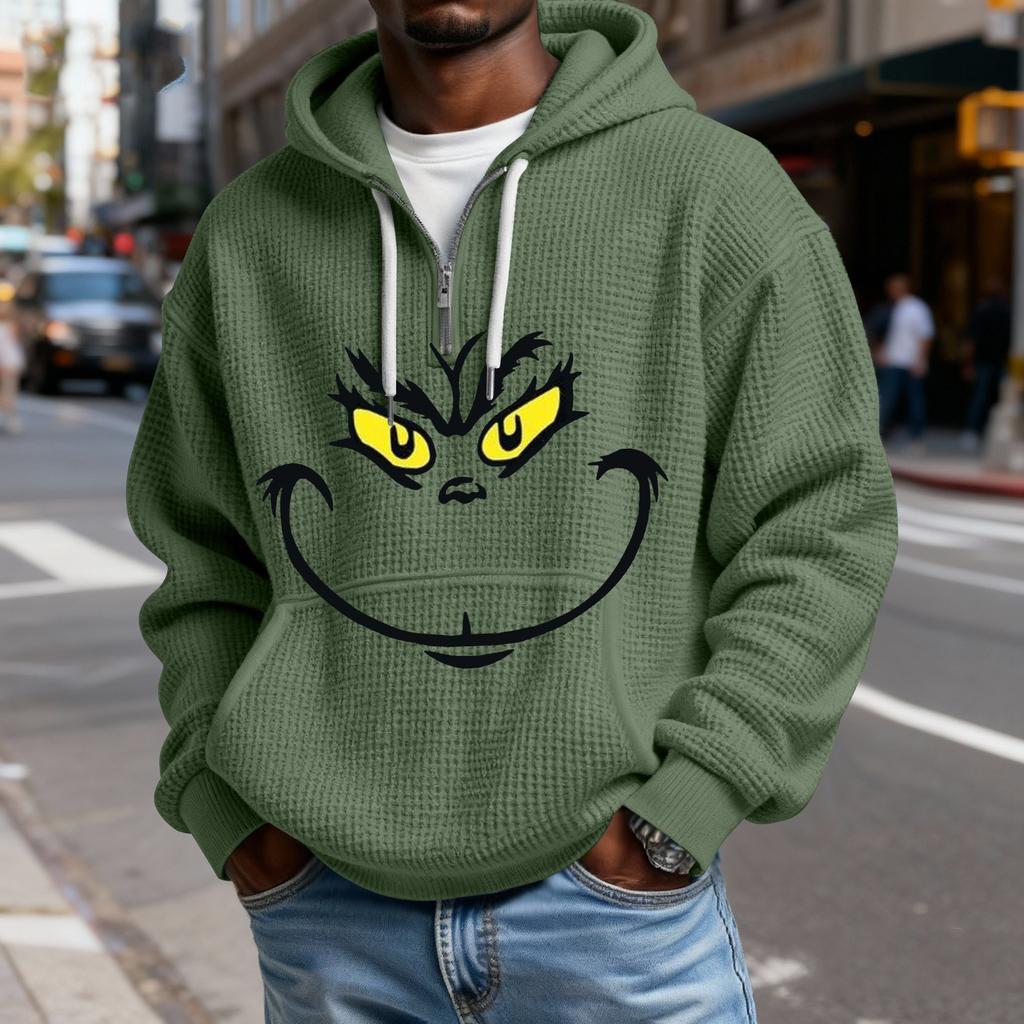 Mokaloha Men's Casual Solid Color  Zipper Long Sleeve Hooded Sweatshirt, Everyday Zipper Casual Long Sleeve T-Shirt