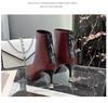 Cowhide 2025 Winter New Short Boots Women's Anti-kick Internet Celebrity High-heeled Fashion Boots Thin Heel Pointed Rhinestone Martin Boots