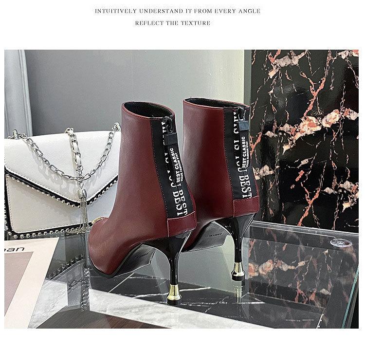 Cowhide 2025 Winter New Short Boots Women's Anti-kick Internet Celebrity High-heeled Fashion Boots Thin Heel Pointed Rhinestone Martin Boots