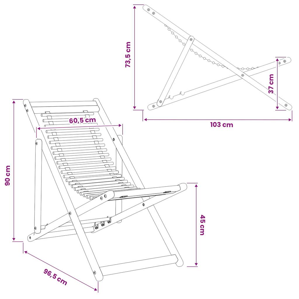 Deck Chair 3 Positions Solid Eucalyptus Wood Natural