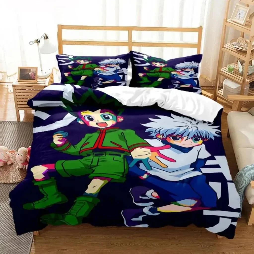 Anime HUNTER HUNTER Bedding Set Printed Bed Set With Pillowcase Bed Duvet Cover Soft Single Double Queen Super King Size