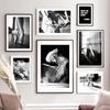 Ballet Girl Dance Fog Window Wall Art Canvas Painting Vintage Black White Posters Prints Pictures For Living Room Home Decor
