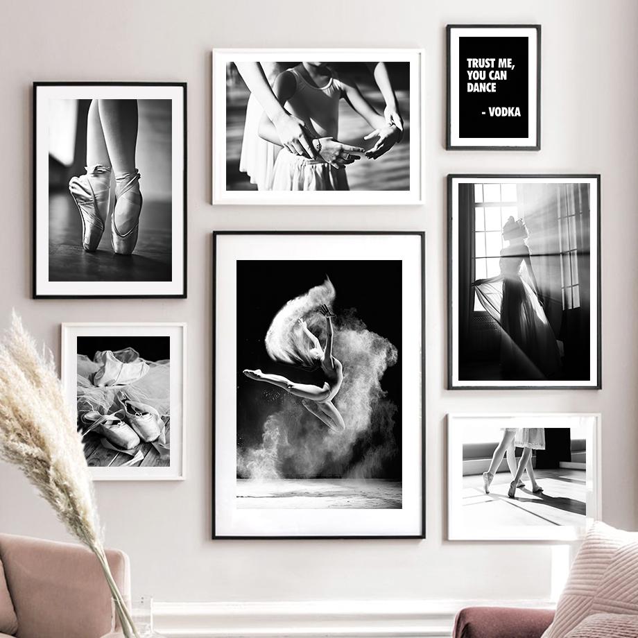 Ballet Girl Dance Fog Window Wall Art Canvas Painting Vintage Black White Posters Prints Pictures For Living Room Home Decor