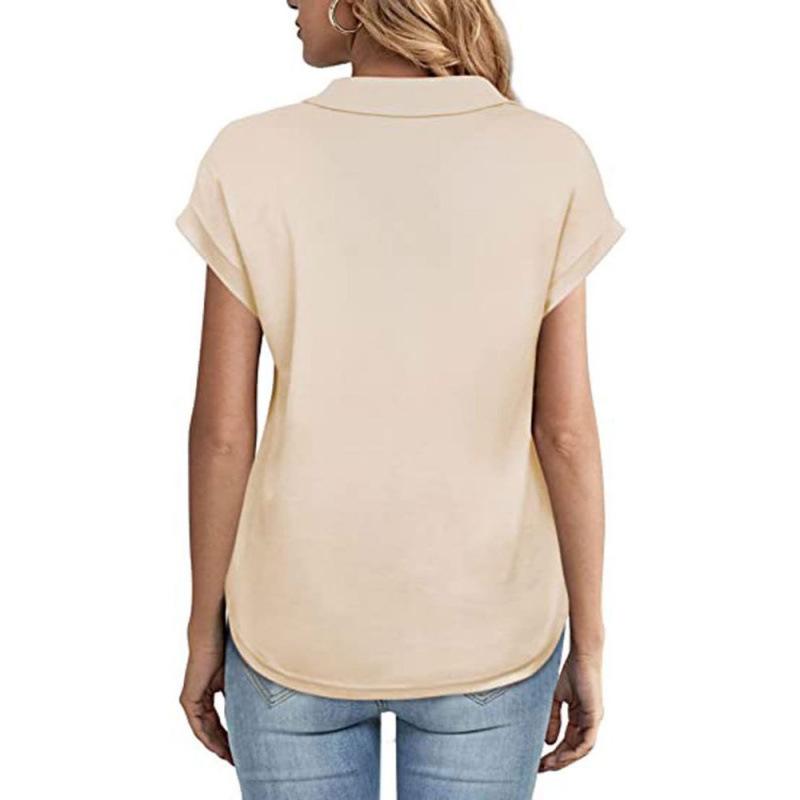 Women's Casual Black Short-Sleeve Shirt - Versatile Solid Color for Business or Leisure