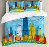 Skyline Duvet Cover Set for Adults Queen King Lightweight Quilt Cover with 2 Pillowcases City Buildings Bedding Set No Comforter