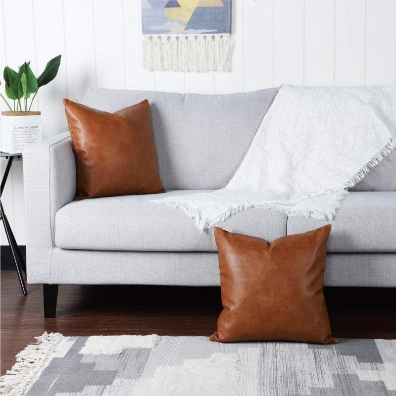 1Pcs Solid Color Retro Pillowcase Nordic Leather Sofa Cushion Cover Gorgeous Bedroom Living Room Sofa Decoration Pillow Case