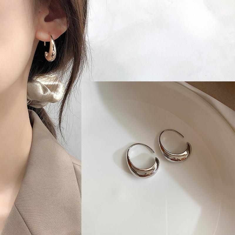 925 Silver Geometry Studs Earring for Women Splicing Korean Hip Hop Versatile Jewelry Gift